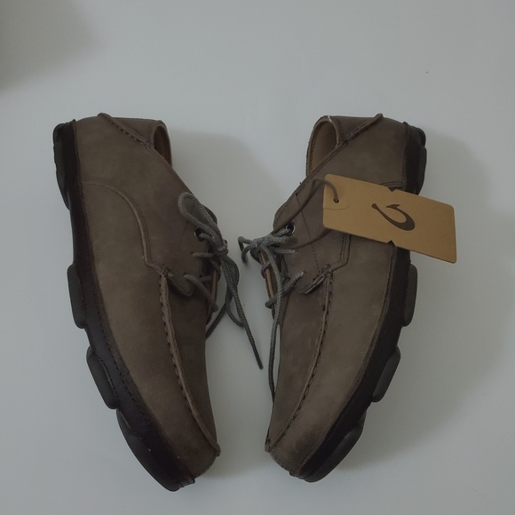 Olukai Hamakua Poko Men Leather Brown Slip On Shoe Mocassin 11.5 Lace Up… - Picture 3 of 7